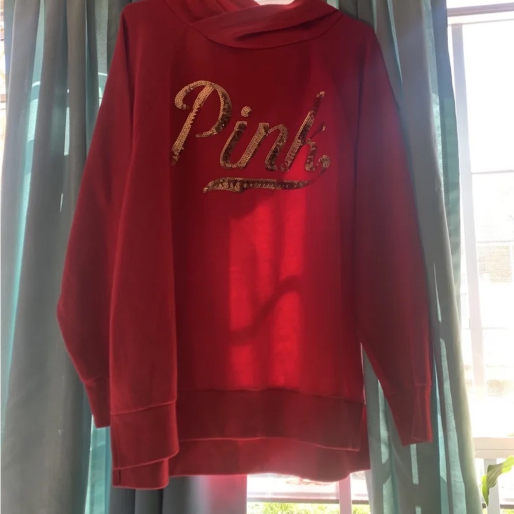 Pink Victoria Secret Sweatshirt with a hoodie